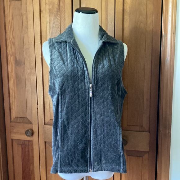 White Stag Grey Velour Zip Up Vest, Size S - Picture 2 of 9